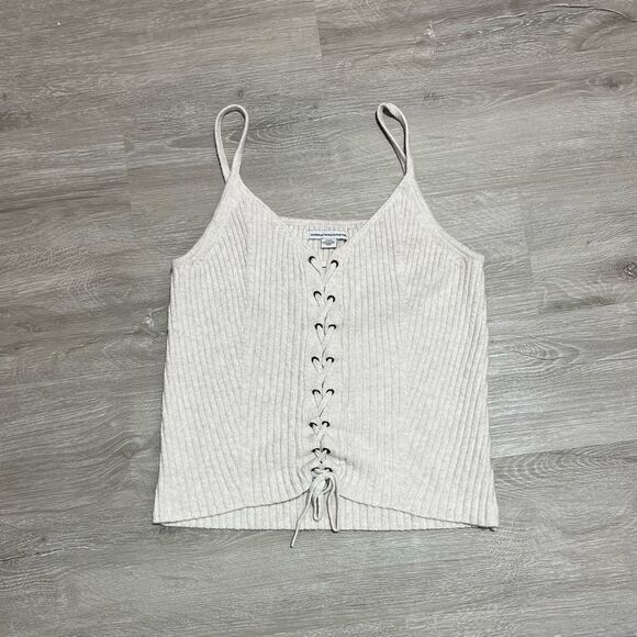 American Eagle Tie Front Ribbed Tank Women’s Size Medium - Picture 3 of 9